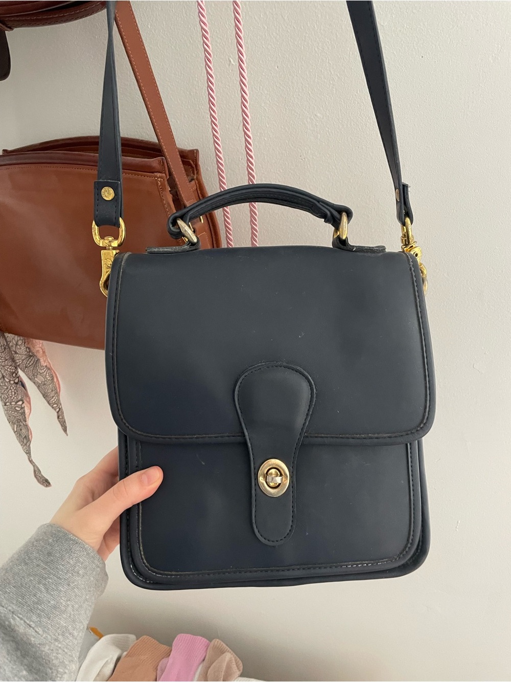 Coach Navy Leather Messenger Crossbody Bag